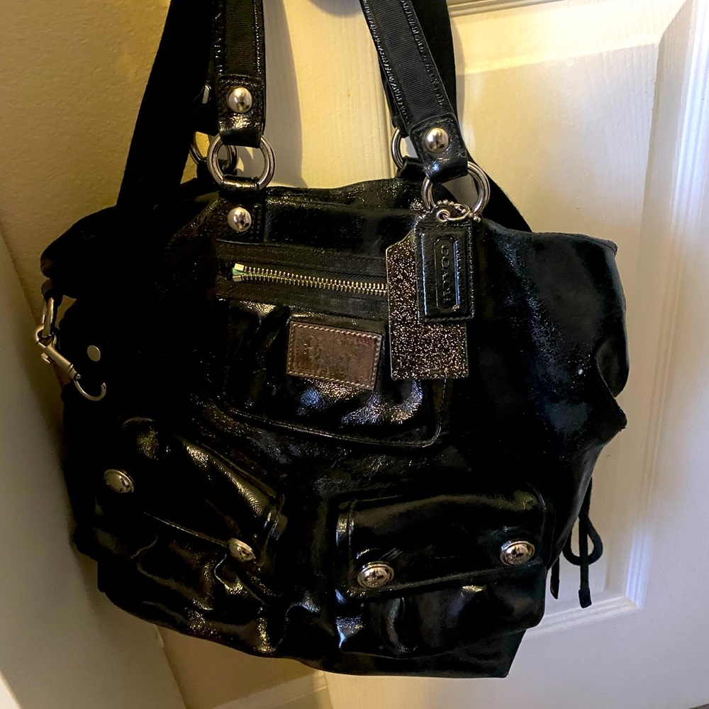 Coach black metallic purse